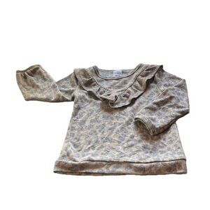 Carter's • Toddler 18M • Leopard-Print Top • Crew Neck with Ruffle Detail